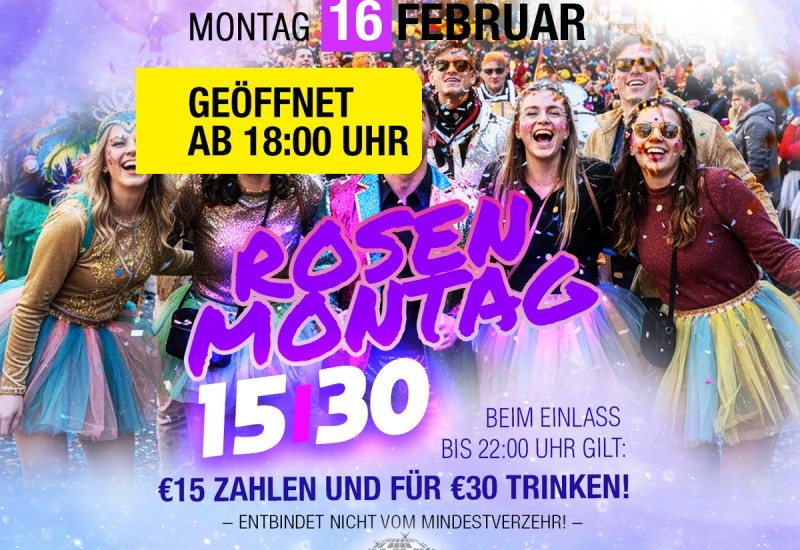 ROSENMONTAG >>> Sonderöffnungstag <<< - 15.30-PARTY